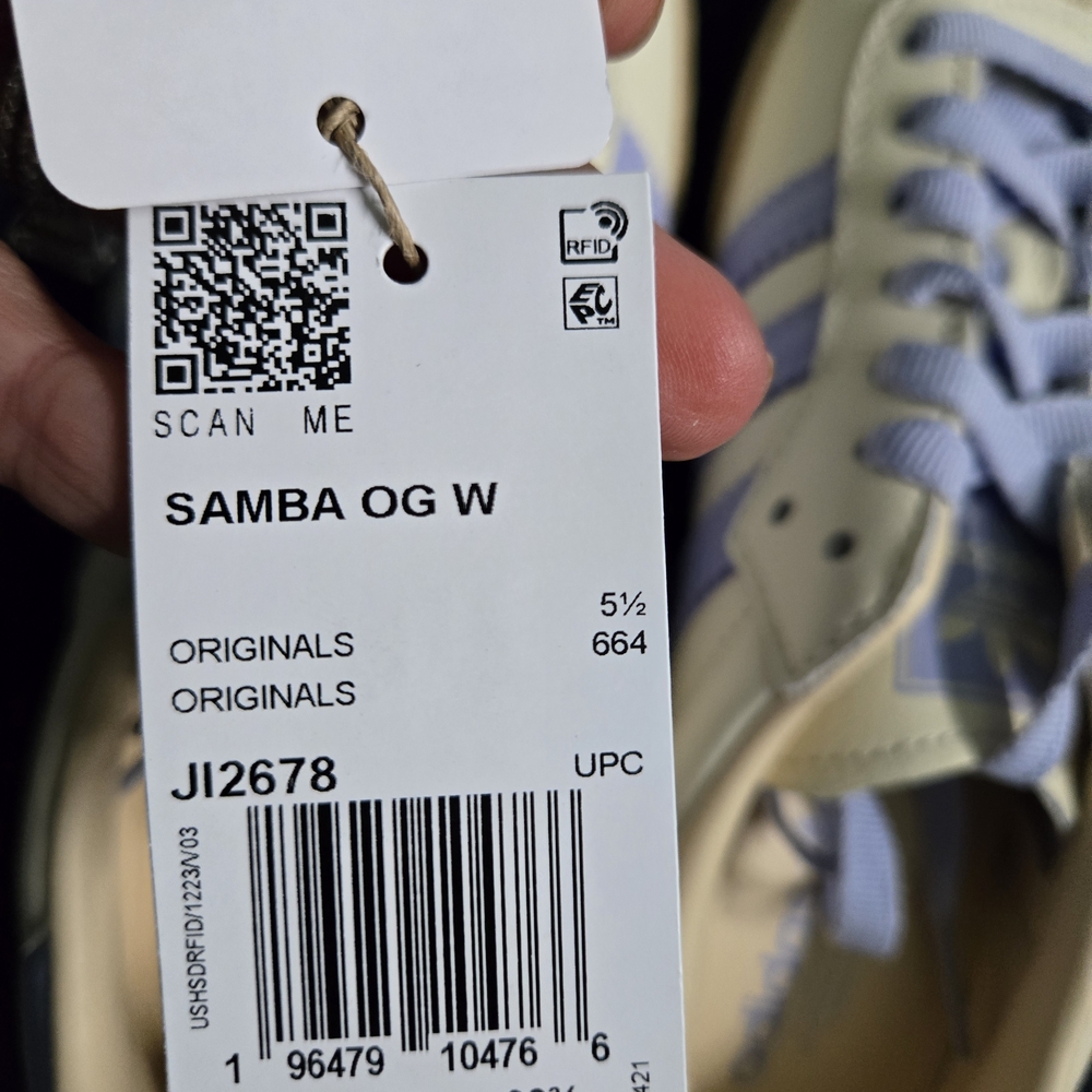 adidas Samba Women’s Sneakers in Cream & Lavender - Picture 4 of 4